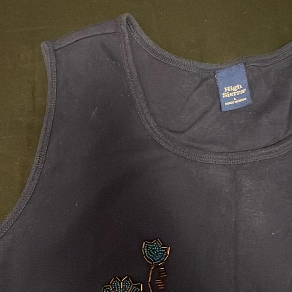 4/$20 | High Sierra Embroidered Tank Top with beads and sequins, floral branch - Picture 4 of 6